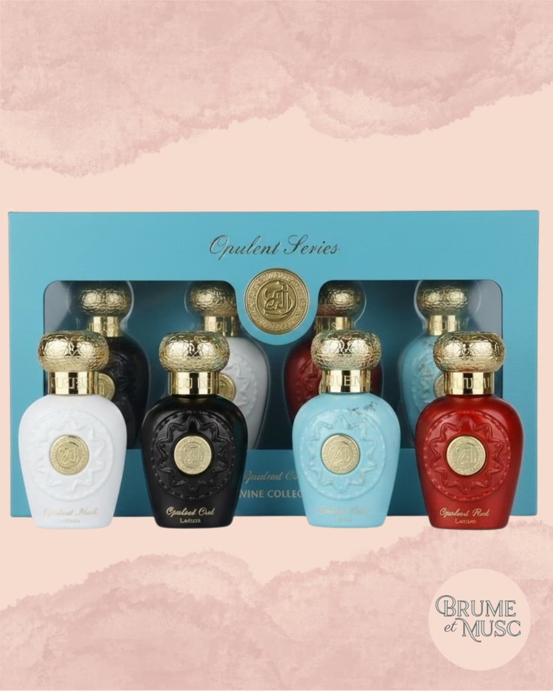 Coffret Opulent Collection Lattafa 4 parfums 25ml Oud Musk Red Dubaï