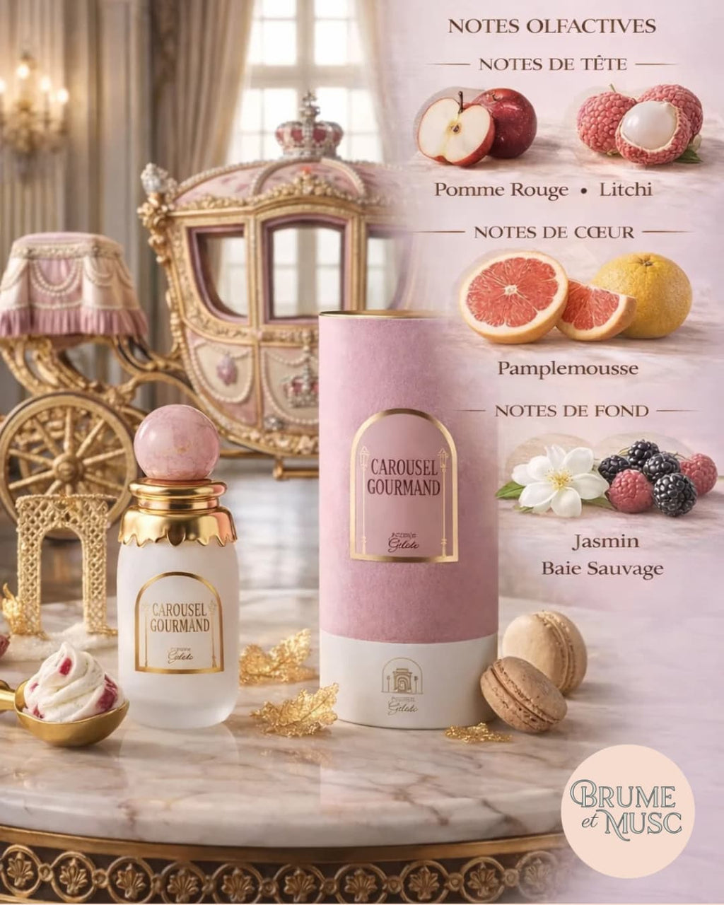 Extrait de parfum Carousel Gourmand Avenue Gelato 100ml pomme rouge litchi
