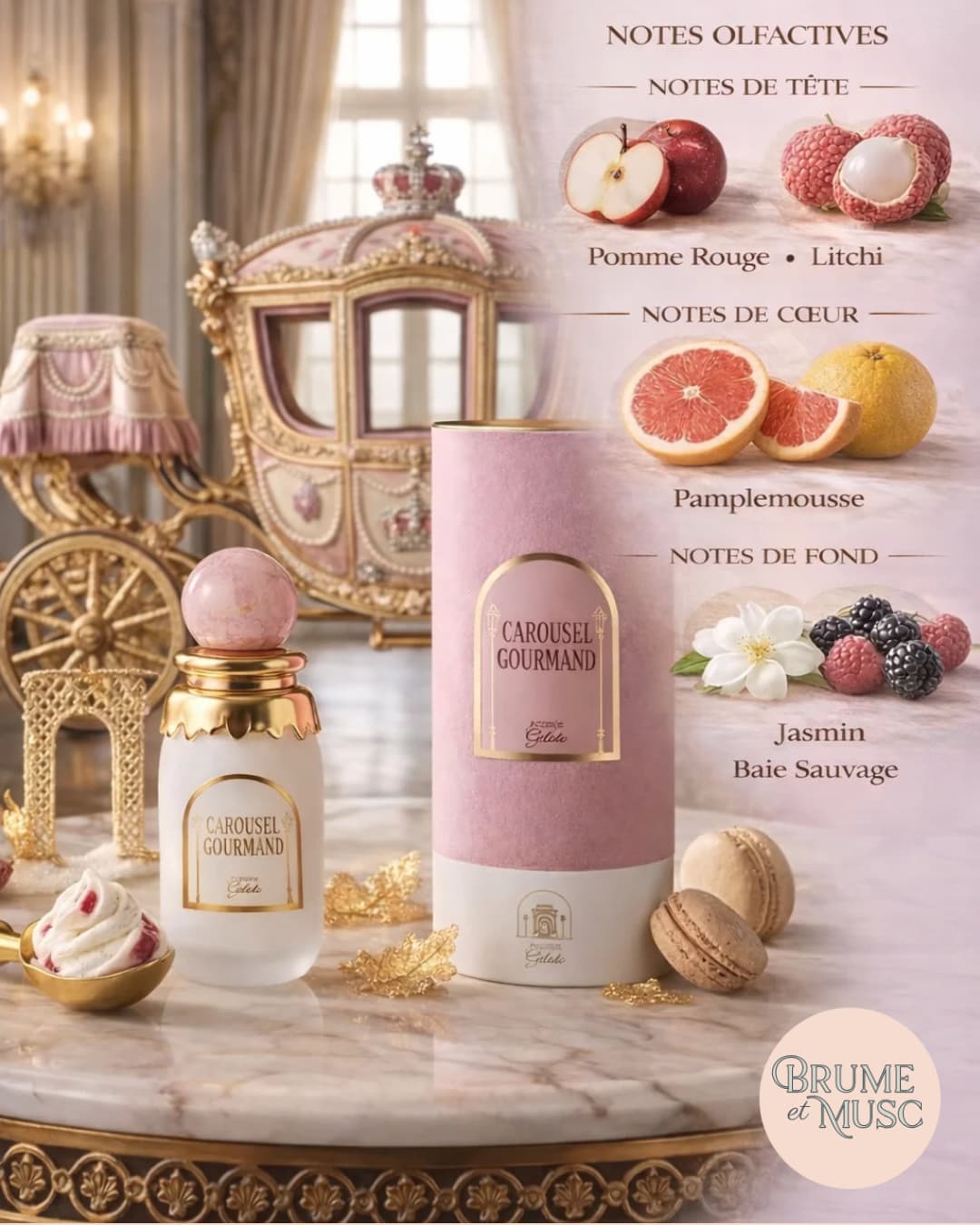 Extrait de parfum Carousel Gourmand Avenue Gelato 100ml pomme rouge litchi