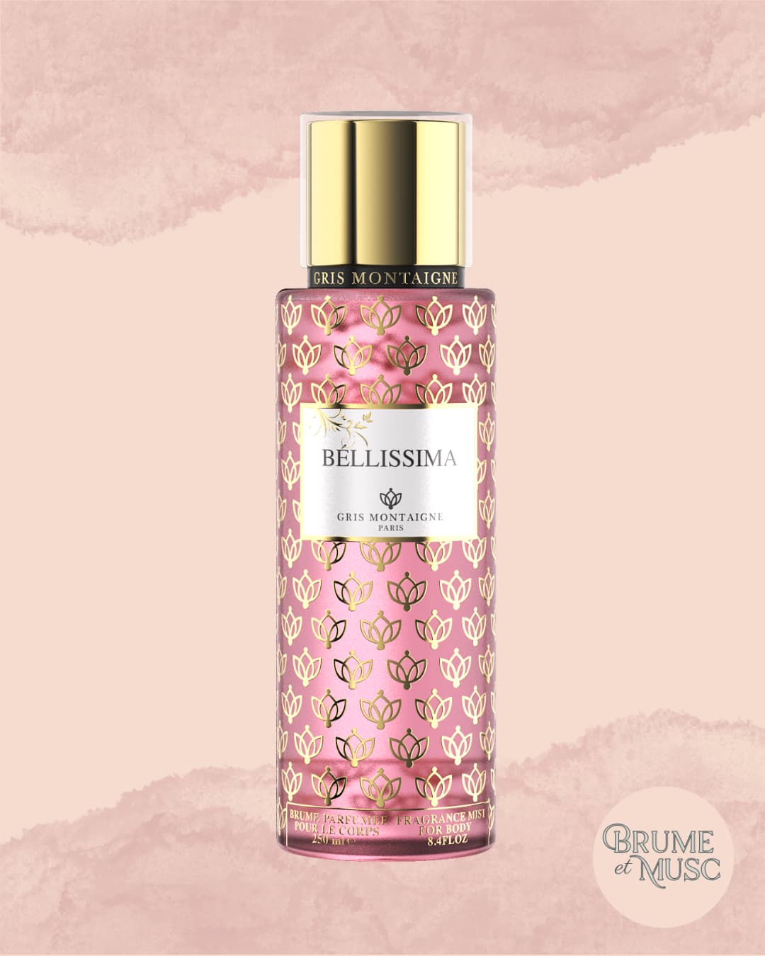 Brume corps et cheveux Bellissima Gris Montaigne, notes de fleurs blanches et vanille