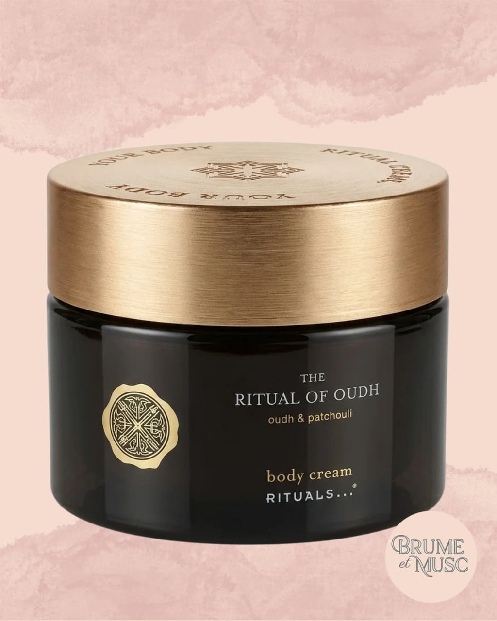 Pot de crème corps Ritual of Oudh de Rituals, texture onctueuse, notes de bois d'oud et patchouli