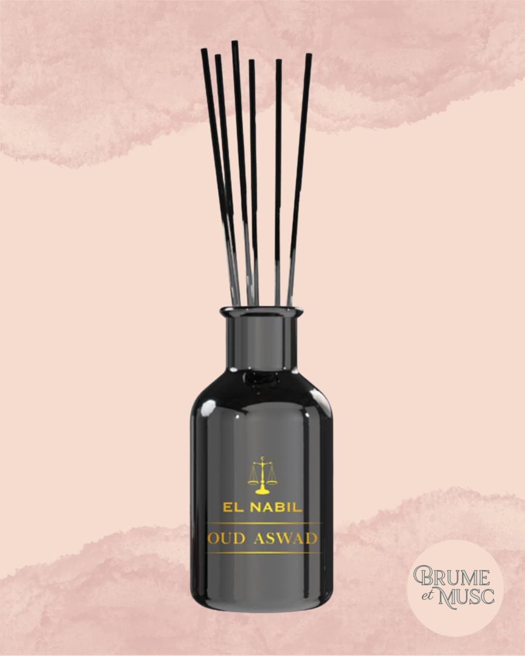 Diffuseur de parfum à bâtonnets en rotin Oud Aswad El Nabil 125ml