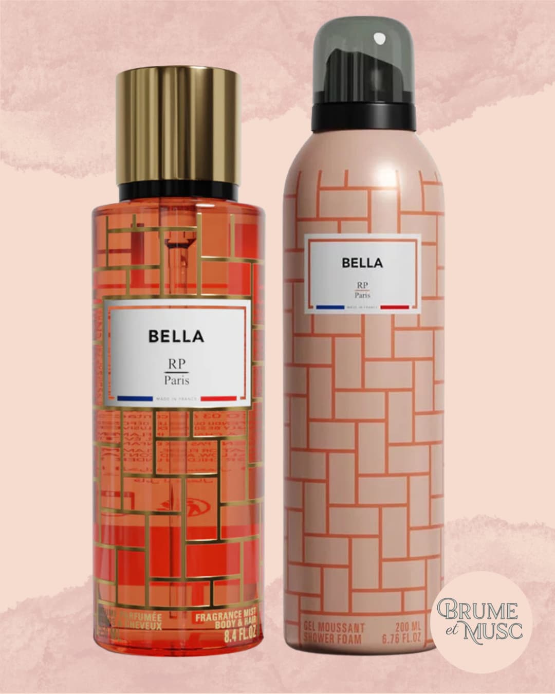 Duo Bella RP Paris comprenant un gel douche 200ml et une brume parfumée 200ml assortie