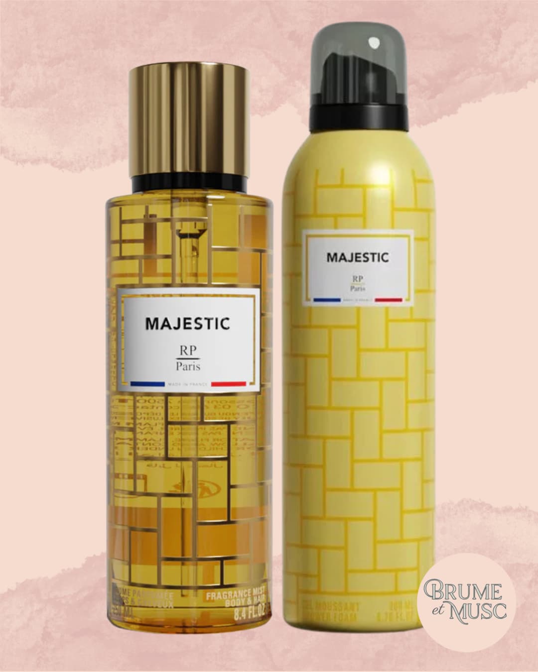 Duo Majestic RP Paris composé du gel douche 200ml et de la brume parfumée 200ml