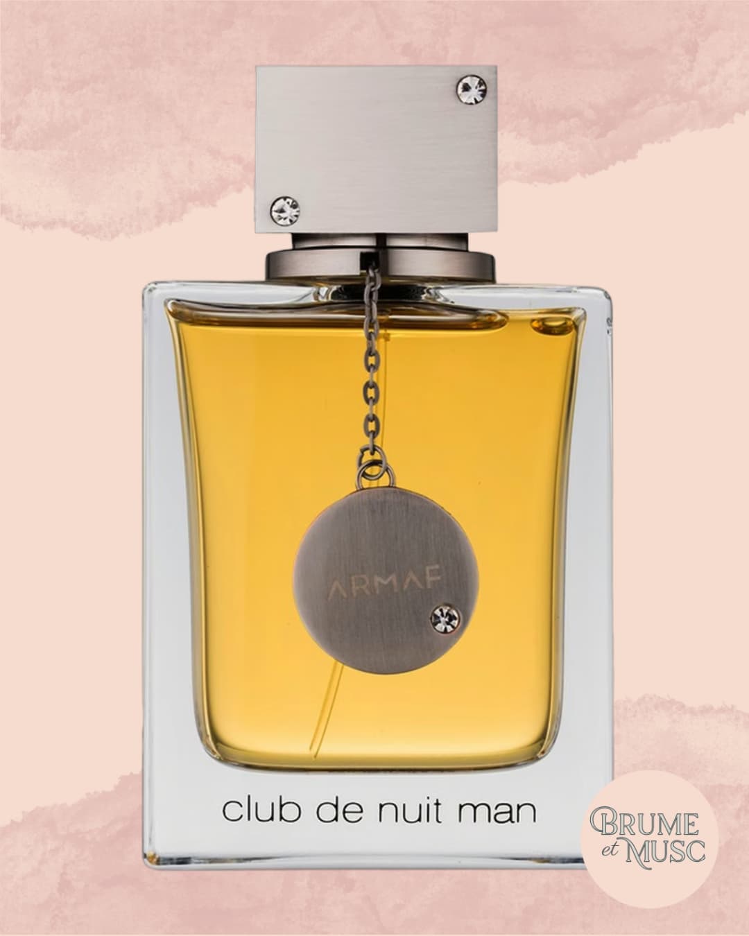 Flacon doré du parfum Club de Nuit Man par Armaf, fragrance masculine épicée