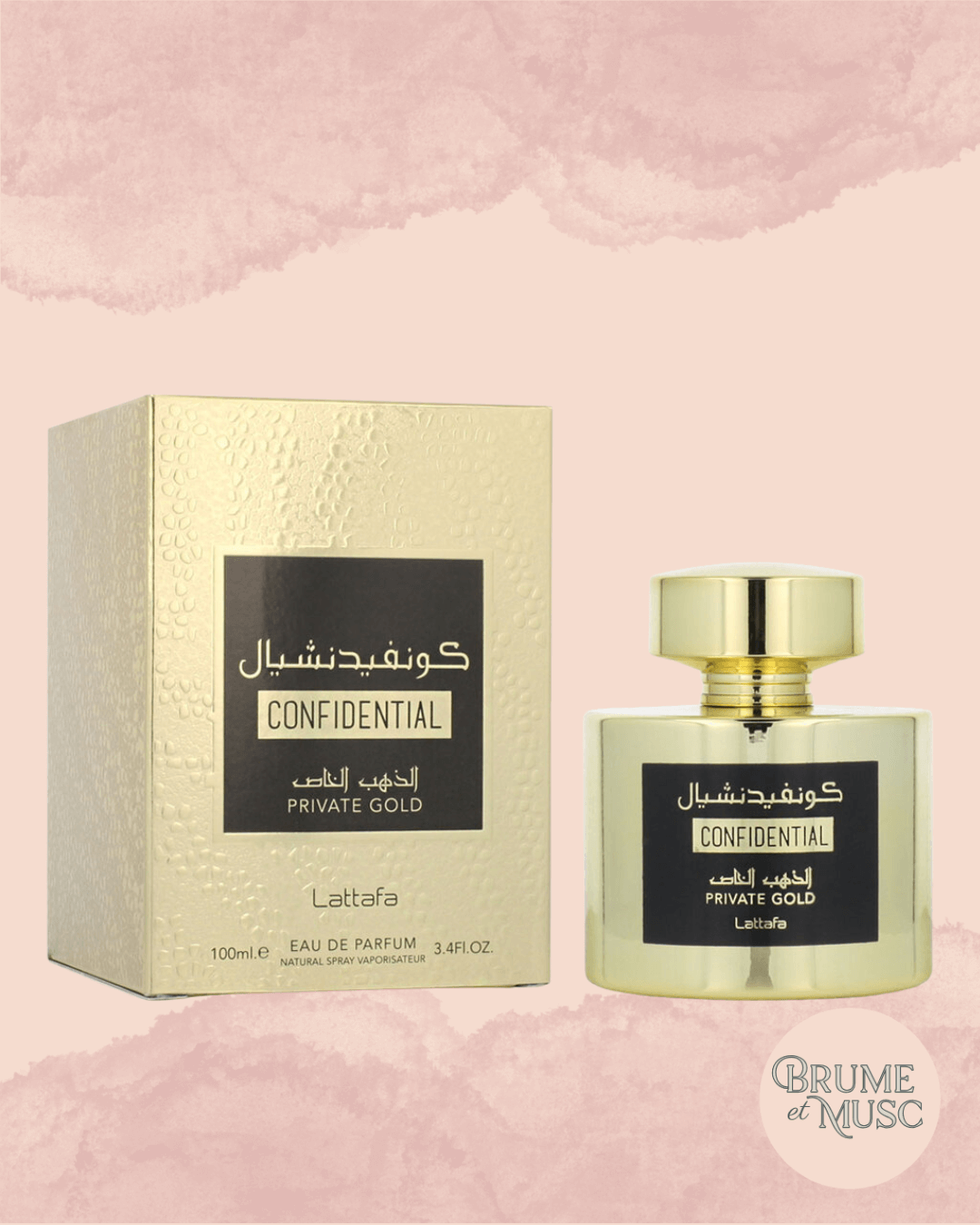 Eau de Parfum Confidential Private Gold - Lattafa - Brume et Musc