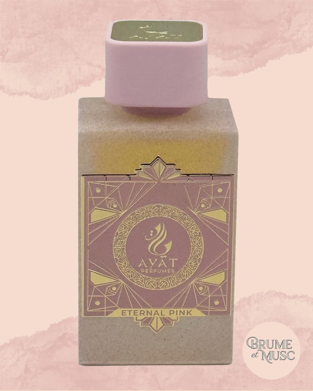 Flacon rose de l'extrait de parfum Eternal Pink d'Ayat Perfumes - Sillage vanille et rose poudrée