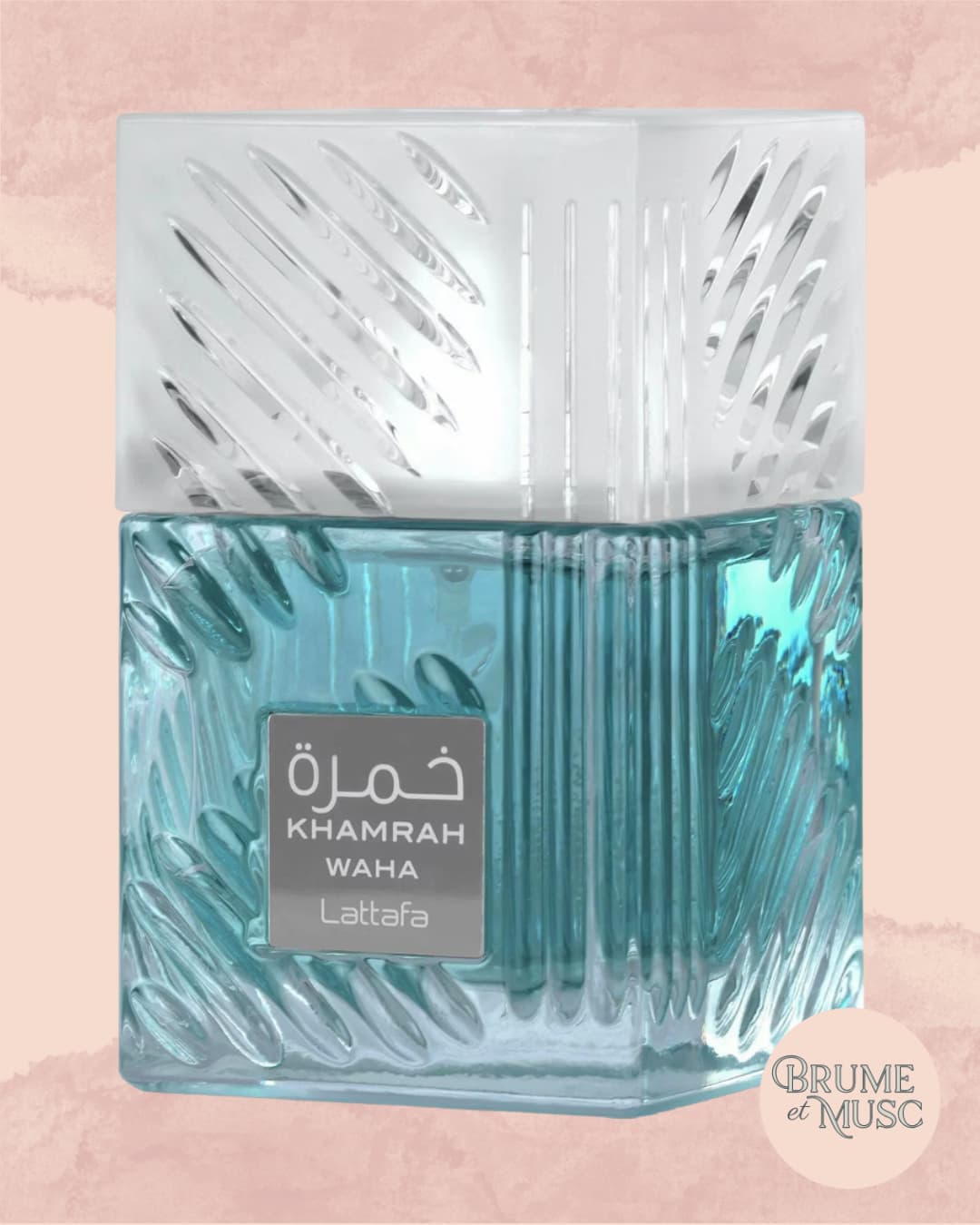 Flacon Khamrah Waha de Lattafa, parfum aux notes de yuzu, concombre, iris et vanille