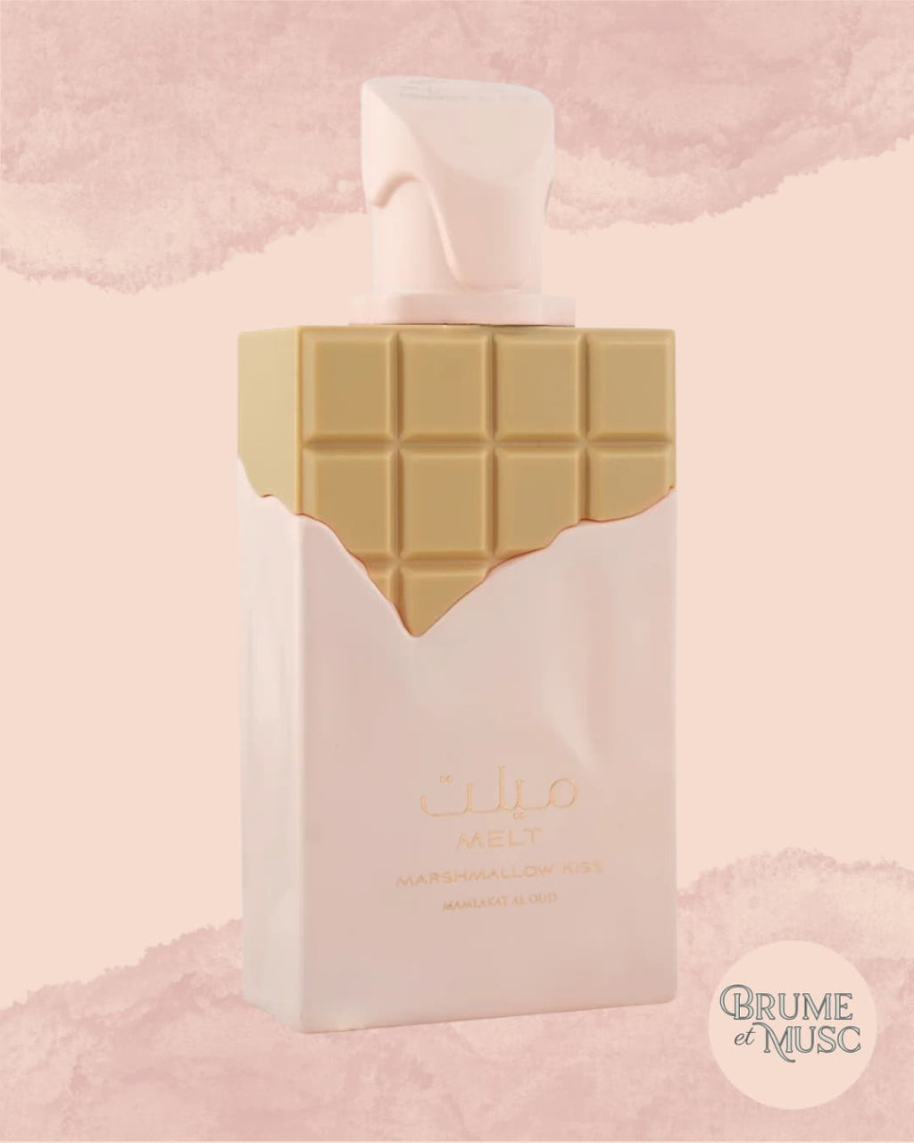Flacon Melt Marshmallow Kiss par Mamlakat Al Oud, sillage gourmand aux notes de fraise, mûre et vanille de Madagascar