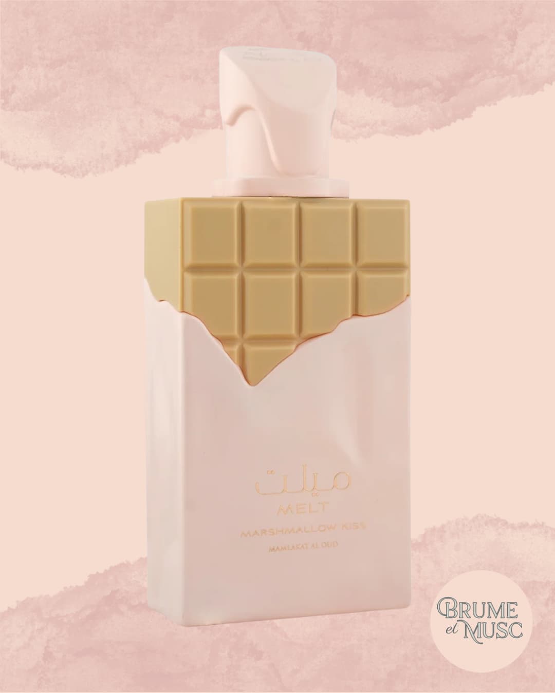 Flacon Melt Marshmallow Kiss par Mamlakat Al Oud, sillage gourmand aux notes de fraise, mûre et vanille de Madagascar