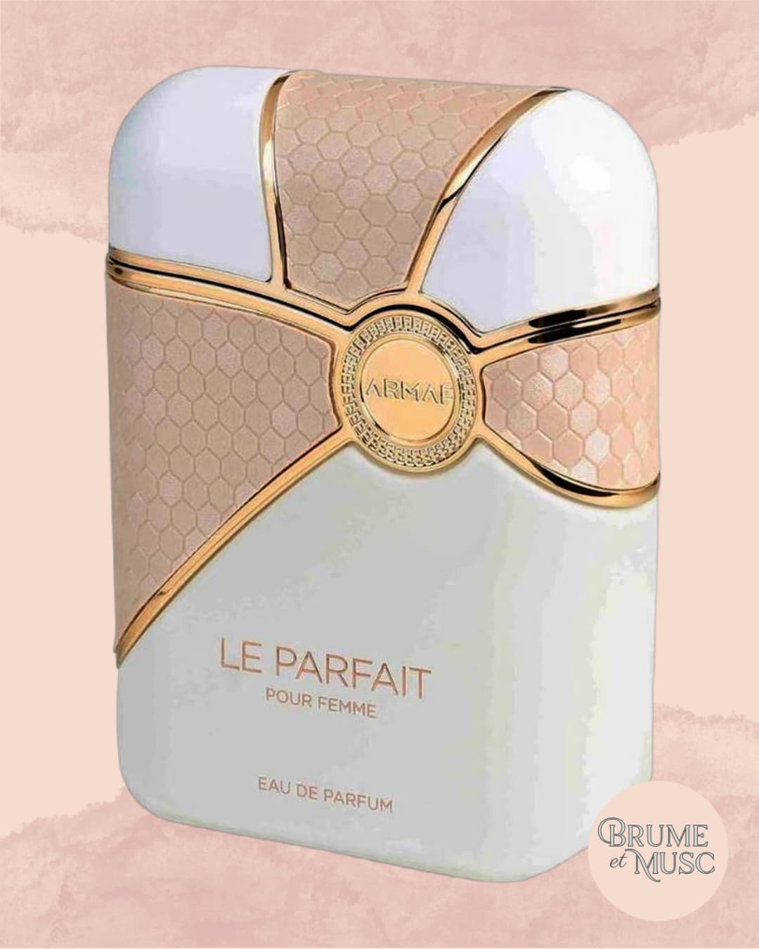 Flacon élégant du parfum Le Parfait pour femme de la marque Armaf, notes de jasmin et néroli.