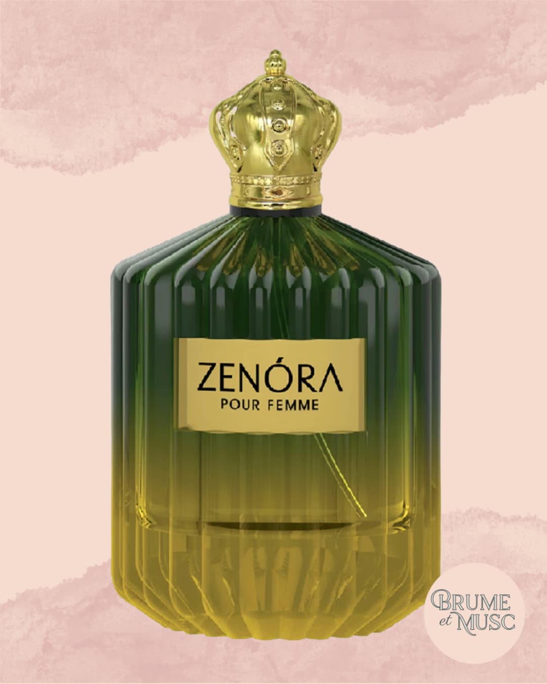 Eau de parfum Zenora de la maison Faan, flacon élégant aux notes de safran et de vanille.
