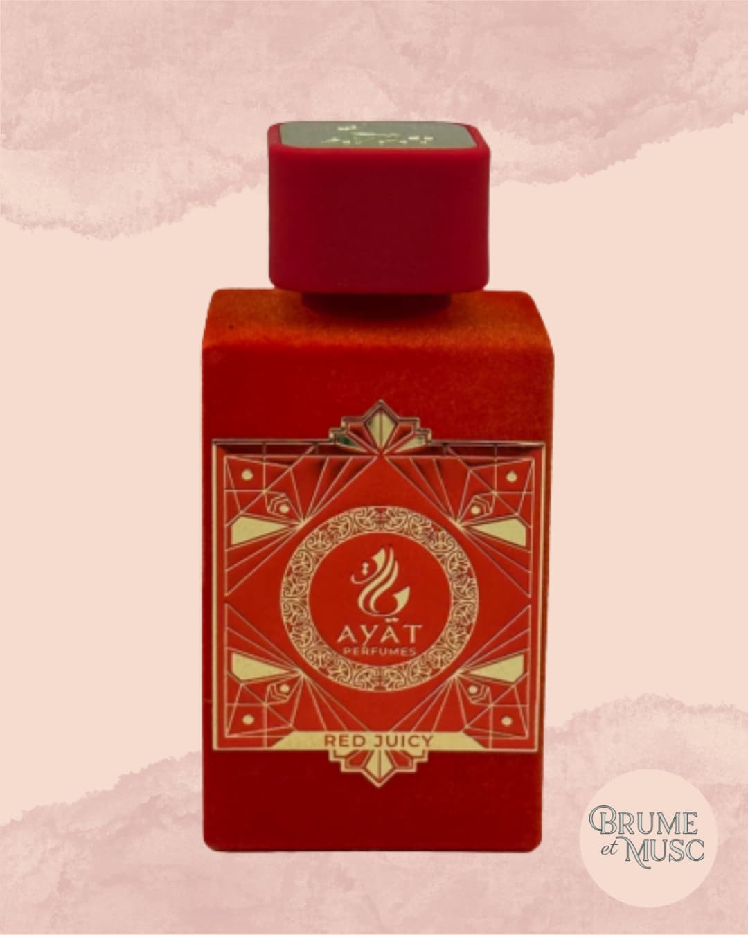 Flacon rouge de l'extrait de parfum Red Juicy d'Ayat Perfumes - Sillage pomme rouge et litchi