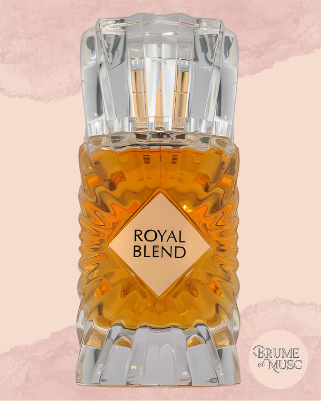 Flacon prestigieux Royal Blend de French Avenue, parfum de luxe aux notes de cognac, cannelle et vanille.